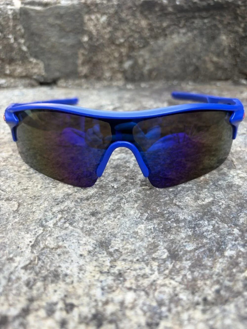 Blue Wrap Around Sport Sunglasses UV Shield Running Cycling Eyewear Speed Dealer